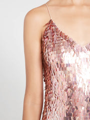 Alice + Olivia - Contessa Embellished V Neck Dress in Iridescent Pink