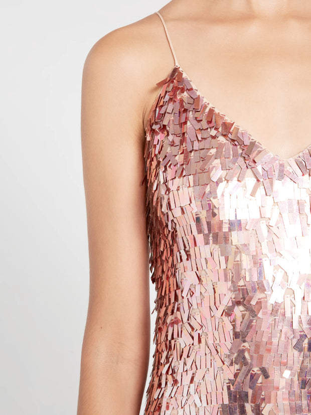 Alice + Olivia - Contessa Embellished V Neck Dress in Iridescent Pink