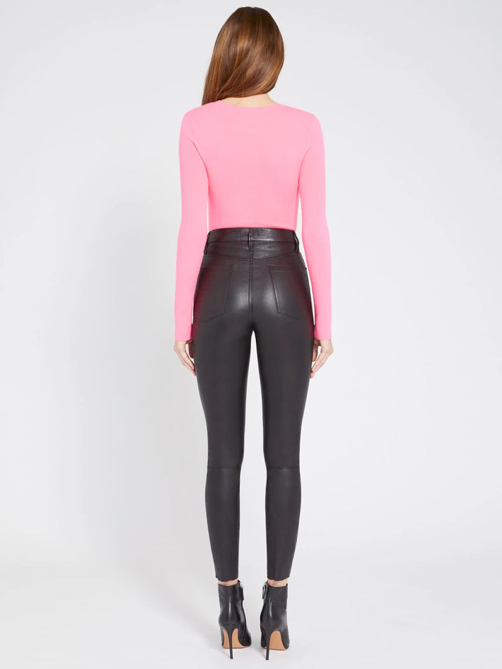 Alice + Olivia - Ciara Longsleeve Cropped Pullover in Neon Pink
