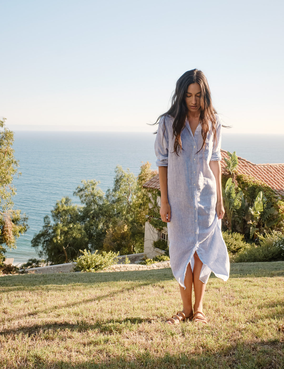 Frank & Eileen - Rory Woven Long Dress in Blue Stripe Frank & Eileen - Rory Woven Long Dress in Blue Stripe