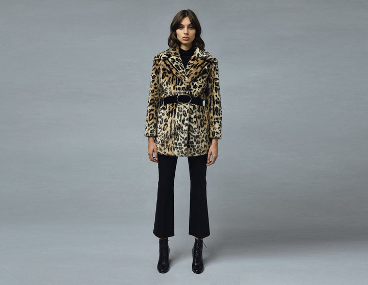 FRAME- Cheetah Faux Fur Coat Multi Tan