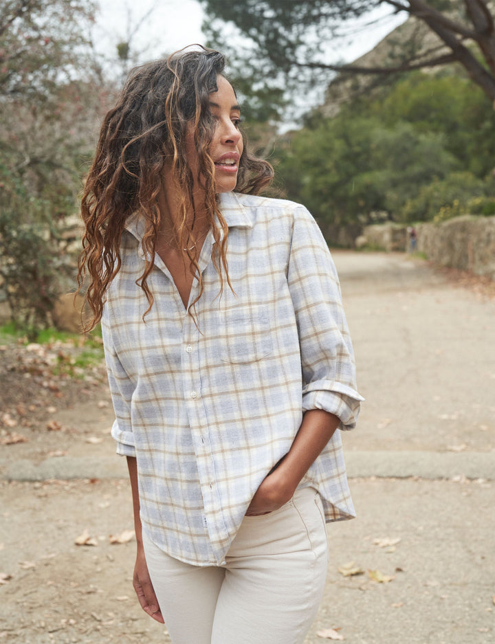 Frank & Eileen - Eileen Relaxed Button-Up Shirt in Gray and Tan with White Plaid
