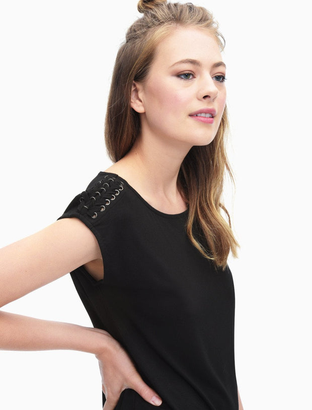 Splendid - Braided Shoulder Dress Black