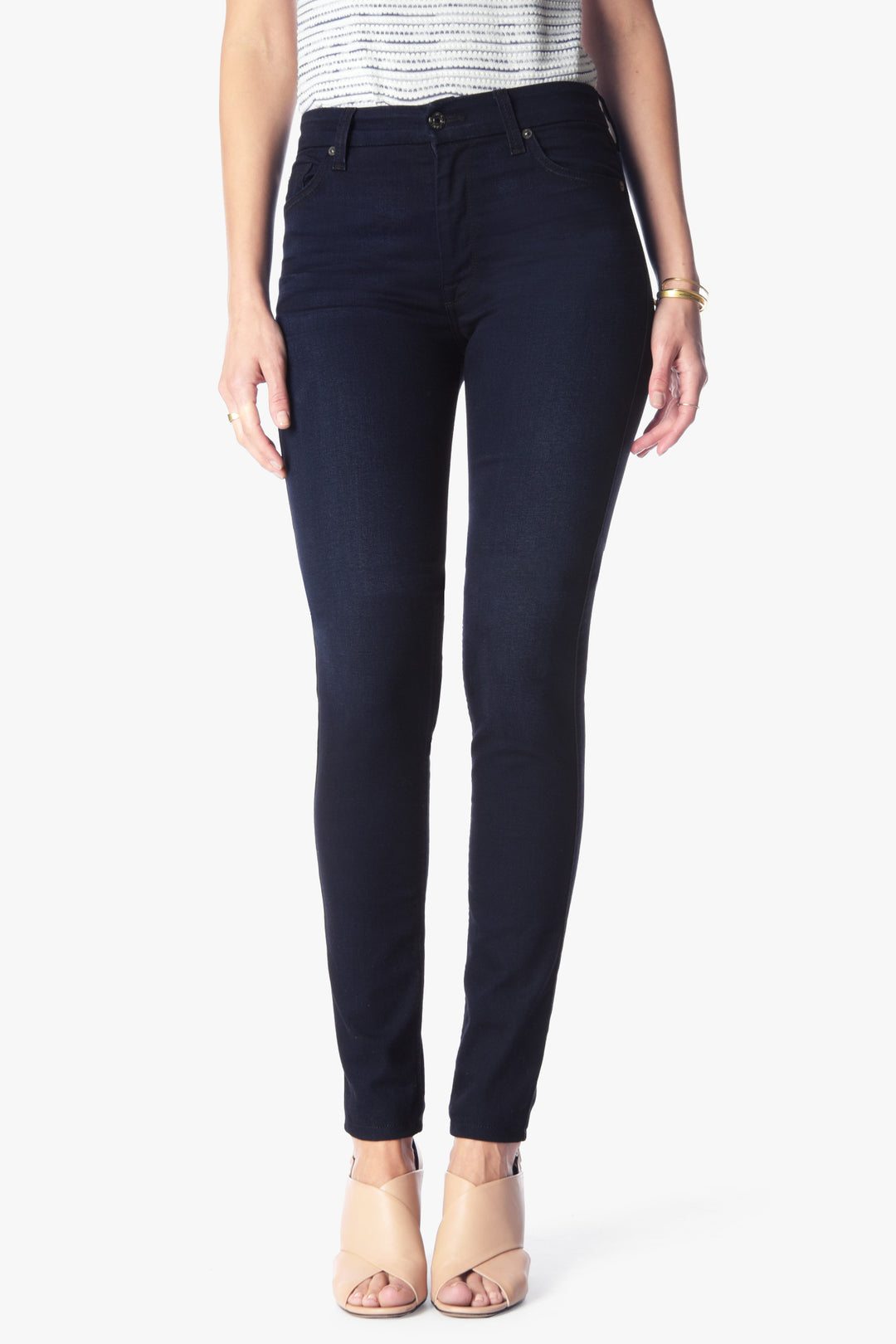 7 For All Mankind - High Waist Skinny in Blue Black River Thames