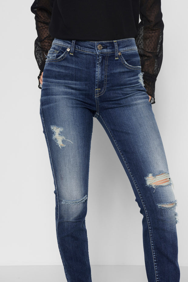 7 For All Mankind - Ankle Skinny with Destroy and Scallop Hem in Liberty