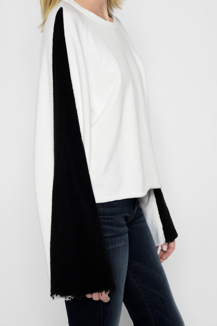 7 For All Mankind - Flare Sleeve Crop Sweatshirt in White