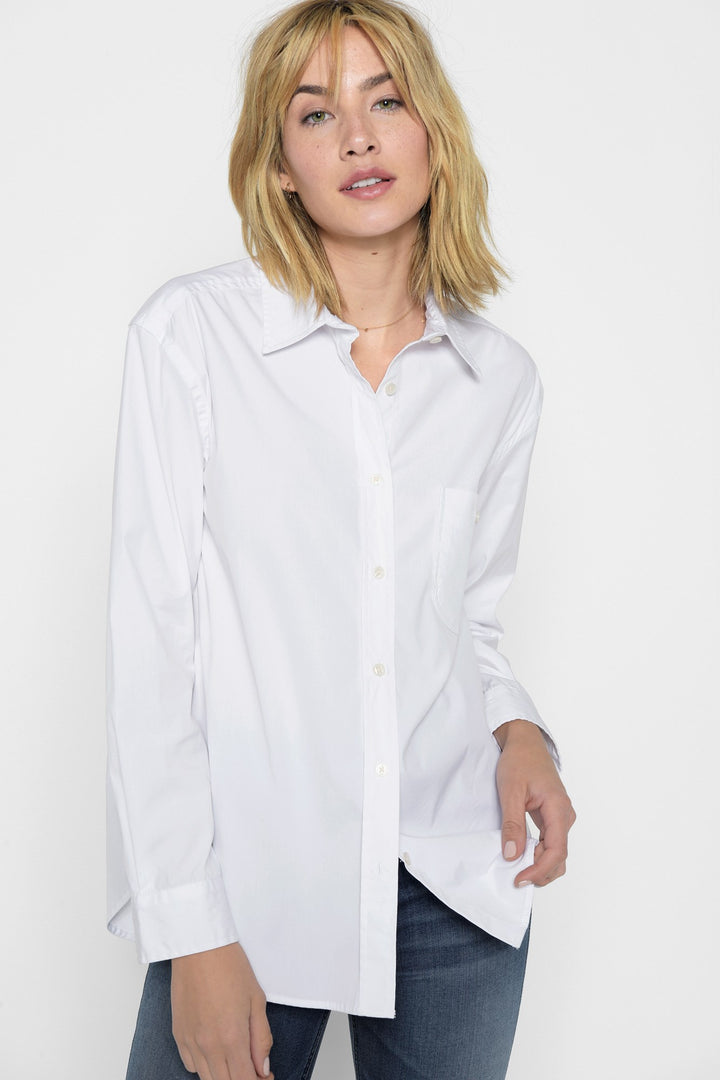 7 For All Mankind - High Low Tie Shirt in Soft White