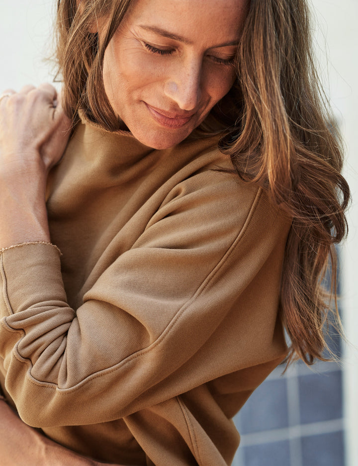 Frank & Eileen - Effie Long Sleeve Funnel Neck Capelet in Camel