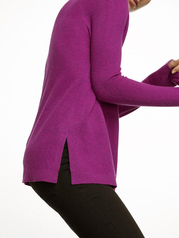 White + Warren White+Warren - Cashmere Side Slit Vneck Aurora Heather at Blond Genius - 2