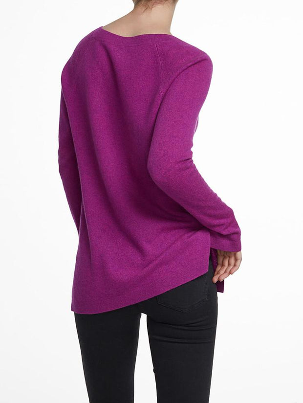 White + Warren White+Warren - Cashmere Side Slit Vneck Aurora Heather at Blond Genius - 3