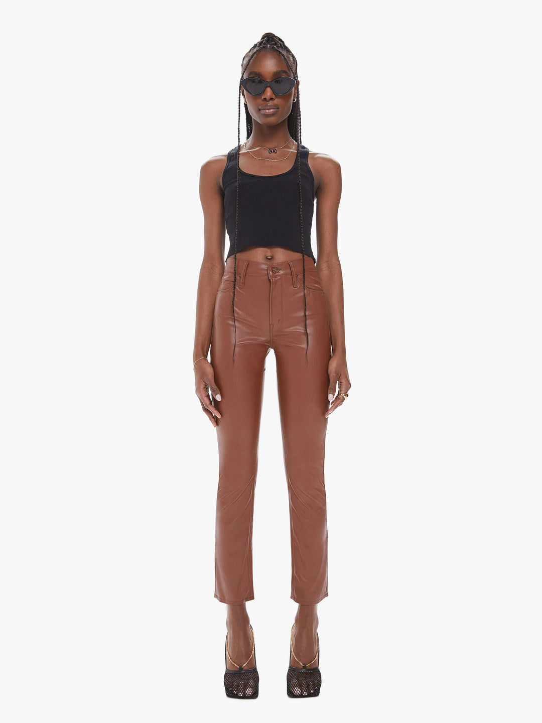 Mother - Mid Rise Dazzler Ankle in Friar Brown