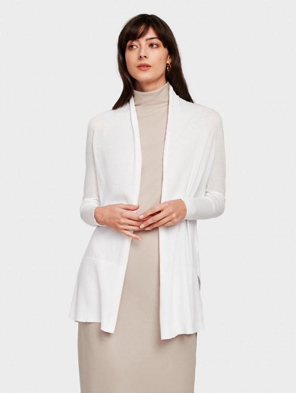 White + Warren - Cotton High Rib Cardigan White