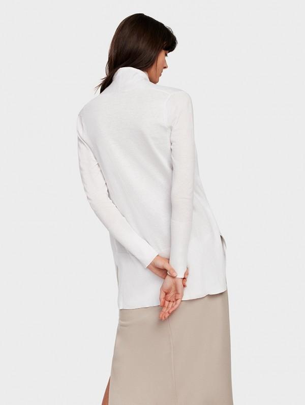 White + Warren - Cotton High Rib Cardigan White