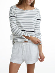 White +Warren - Side Tie Striped Bateauneck Grey Stripe