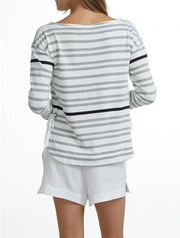 White +Warren - Side Tie Striped Bateauneck Grey Stripe