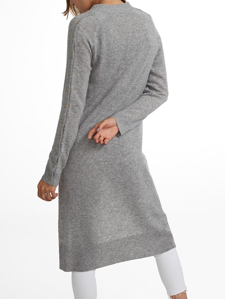 White + Warren - Hi Lo Button Cardigan Heather Grey