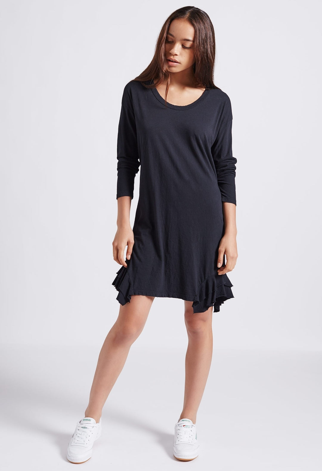 Current Elliott - The Tier LS Dress in Black With Destroy