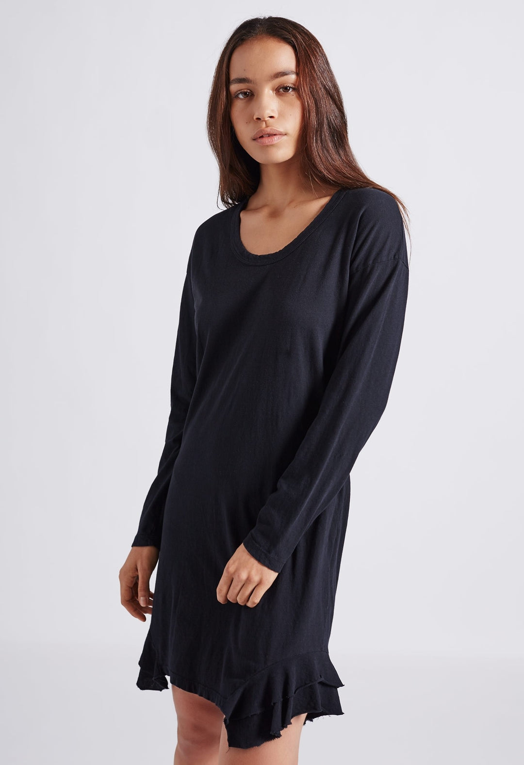 Current Elliott - The Tier LS Dress in Black With Destroy