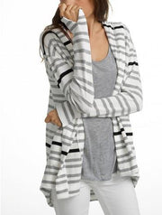White +Warren - Hooded Throw On Grey Stripe