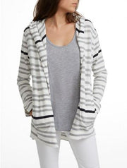 White +Warren - Hooded Throw On Grey Stripe