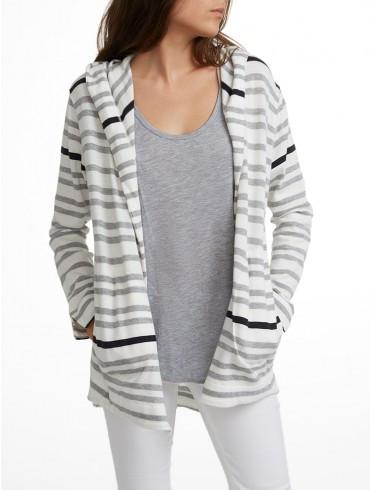 White +Warren - Hooded Throw On Grey Stripe