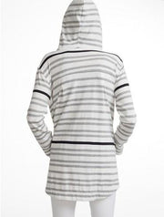 White +Warren - Hooded Throw On Grey Stripe