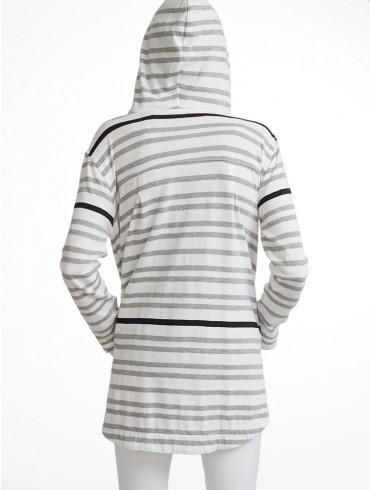 White +Warren - Hooded Throw On Grey Stripe
