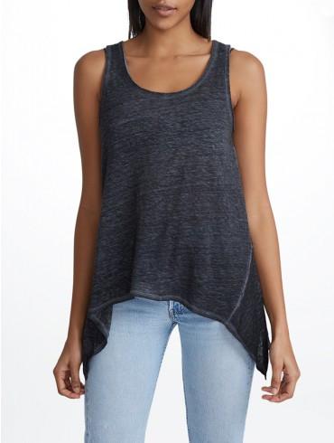 White + Warren - Handkerchief Hem Tank Black