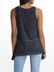 White + Warren - Handkerchief Hem Tank Black