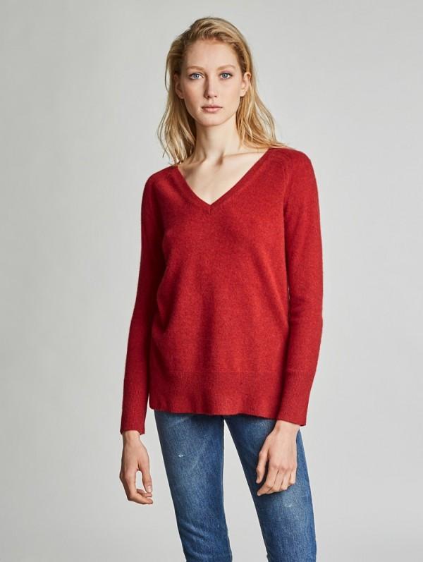 White + Warren - Cashmere Pointelle Detail Vneck