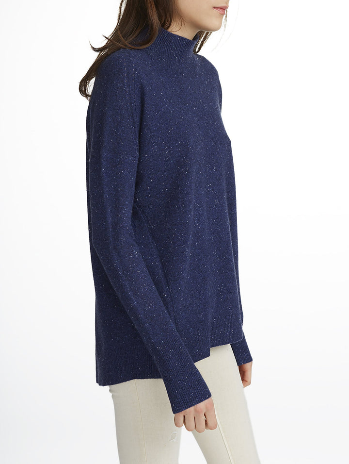White + Warren - Circular Hem Standneck Navy