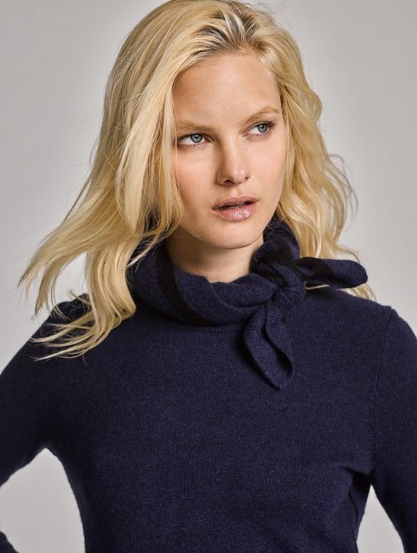 White + Warren - Tipped Neck Scarf Admiral/Black