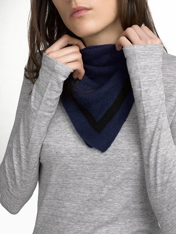 White + Warren - Tipped Neck Scarf Admiral/Black