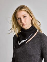 White + Warren - Tipped Neck Scarf  Blk/Wht