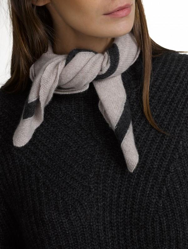 White + Warren- Tipped Neck Scarf Truffle/Charcoal