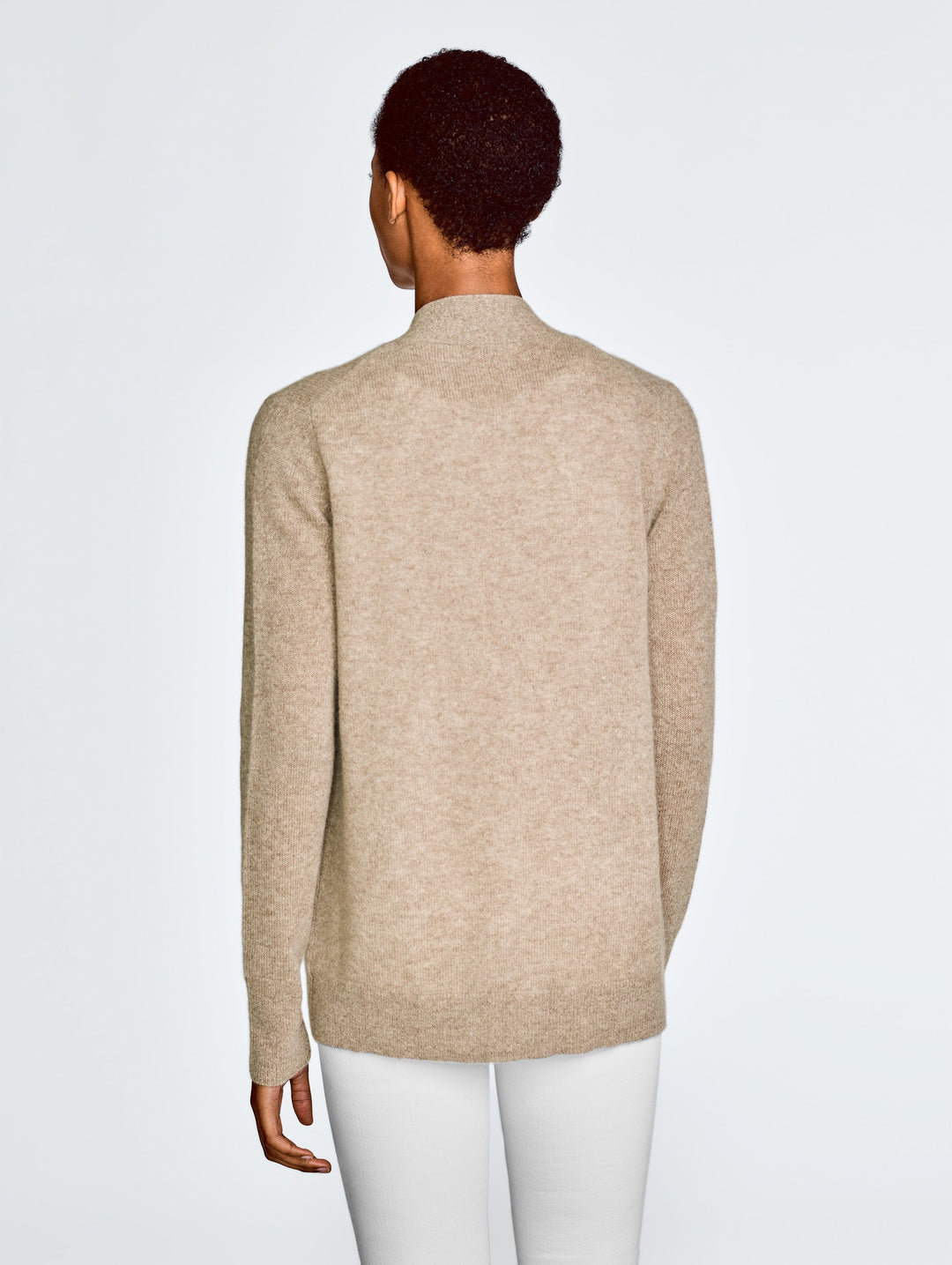 White + Warren - Rib Trim Cardigan in Cappucino Heather