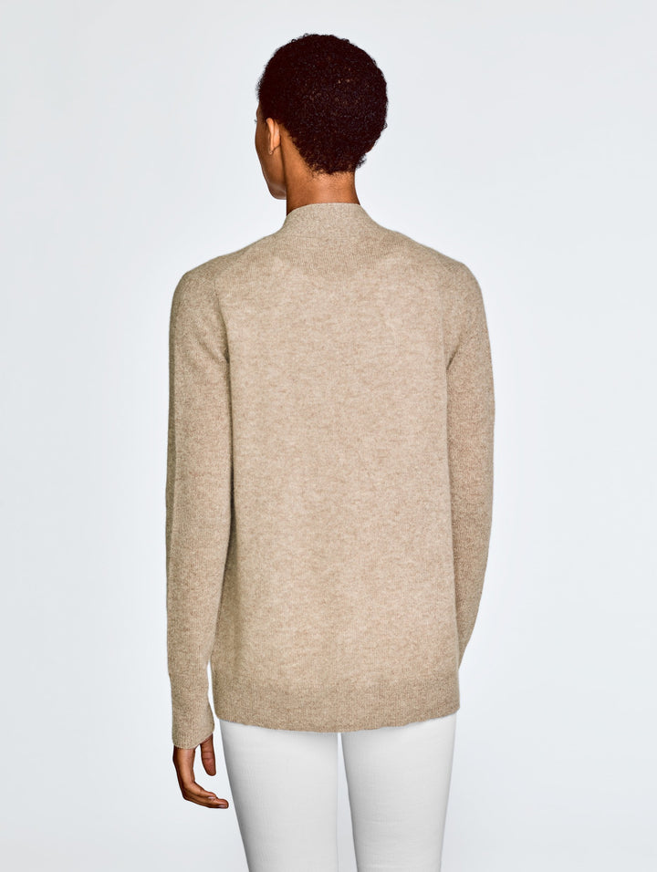 White + Warren - Rib Trim Cardigan in Cappucino Heather