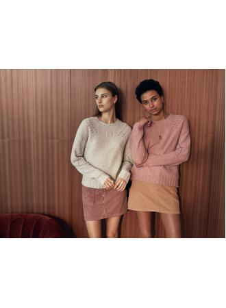 White + Warren - Directional Rib Tweed Crew Pebble Tweed
