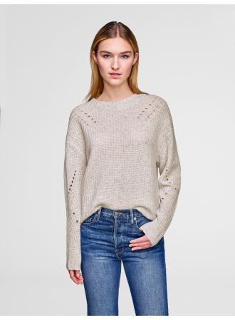 White + Warren - Directional Rib Tweed Crew Pebble Tweed