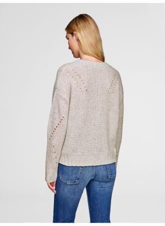 White + Warren - Directional Rib Tweed Crew Pebble Tweed