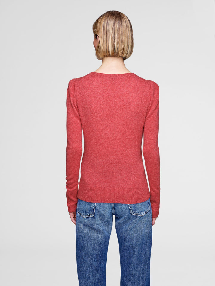 White + Warren  - Puff Shoulder Crewneck Carnelian Heather