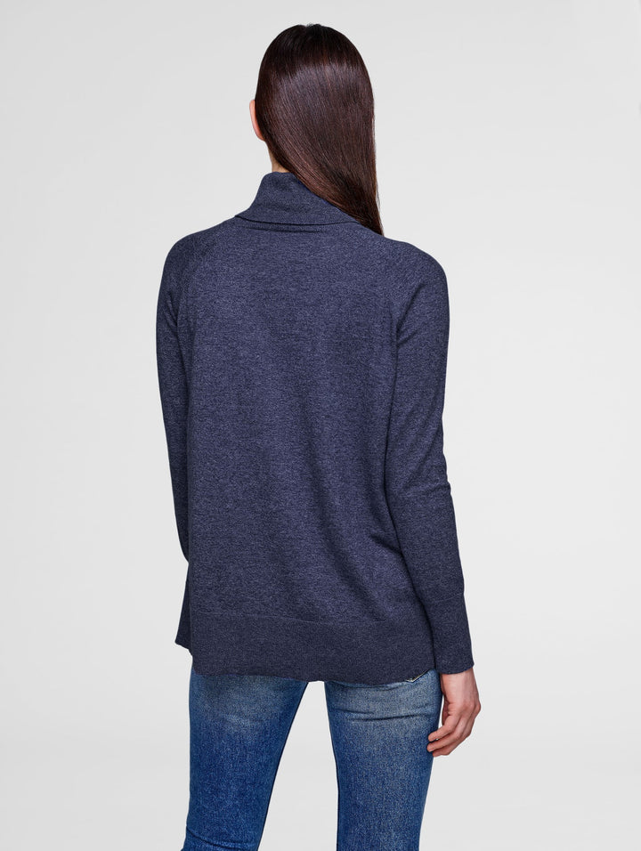 White + Warren - Raglan Standneck Denim Marl