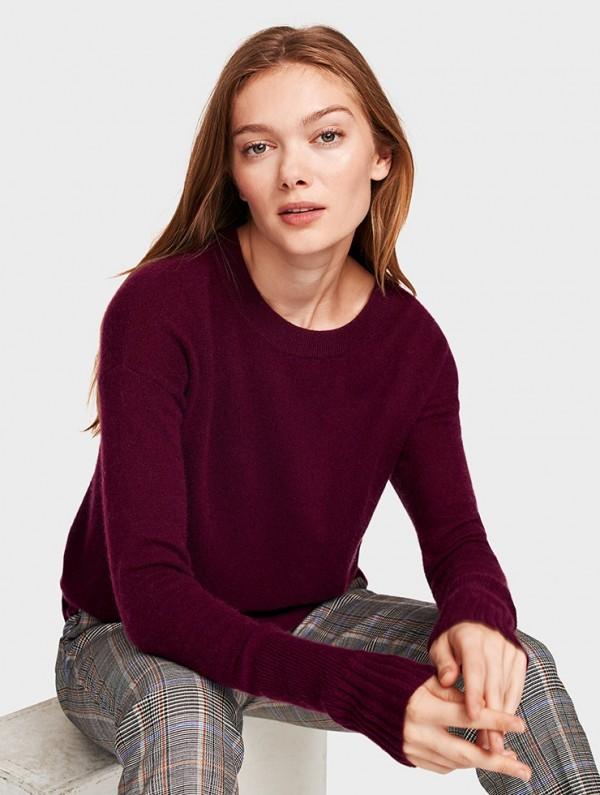 White + Warren - Circular Hem Crewneck Port Heather