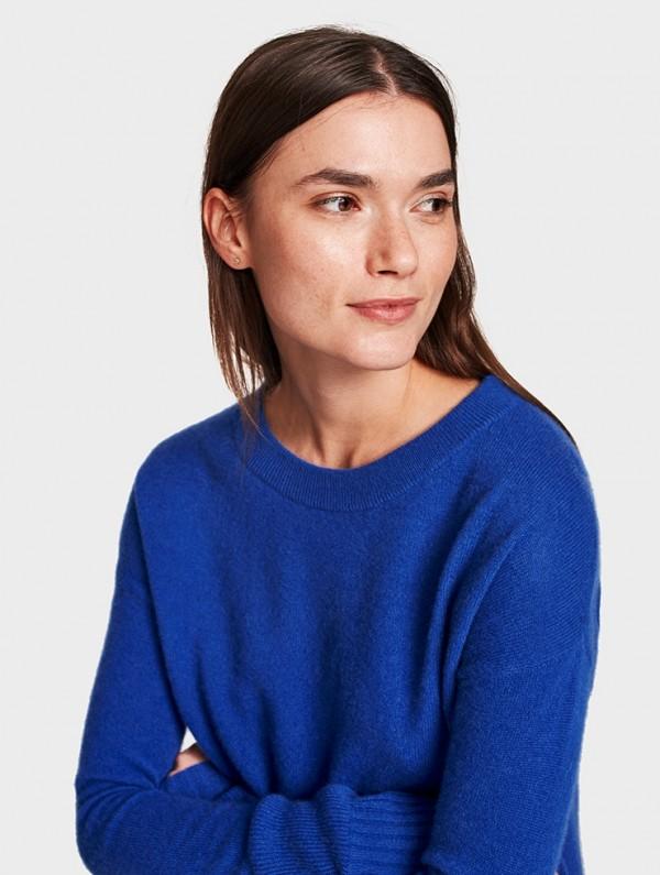 White + Warren- Circular Hem Crewneck Zen Blue Heather