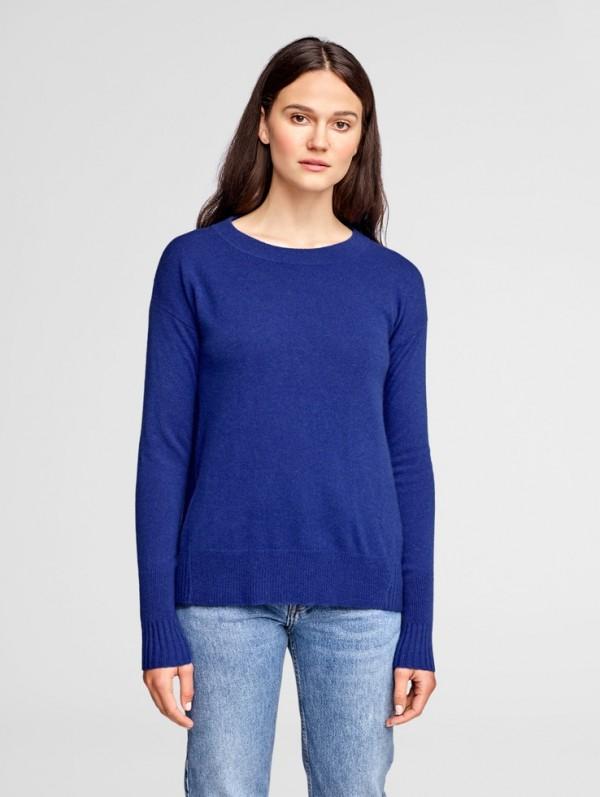White + Warren- Circular Hem Crewneck Zen Blue Heather