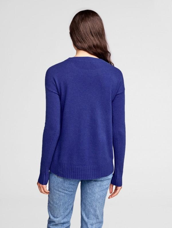 White + Warren- Circular Hem Crewneck Zen Blue Heather