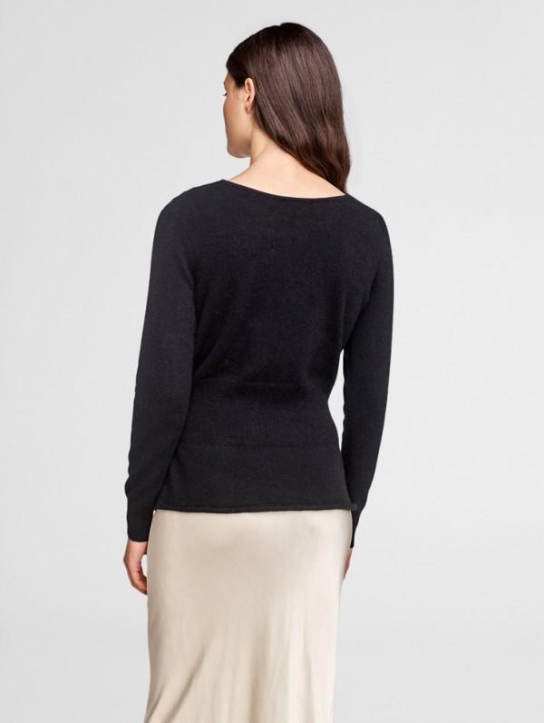 White + Warren - Corset Crewneck Black