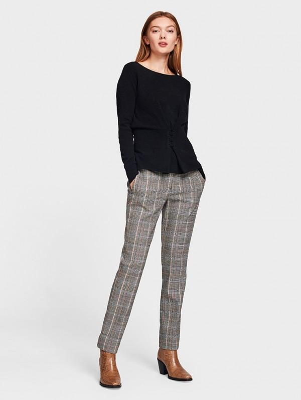 White + Warren - Corset Crewneck Black
