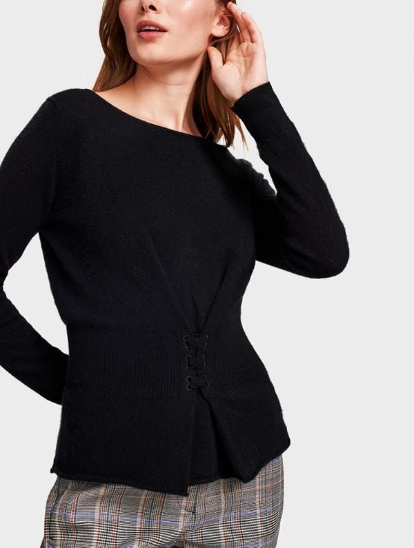 White + Warren - Corset Crewneck Black