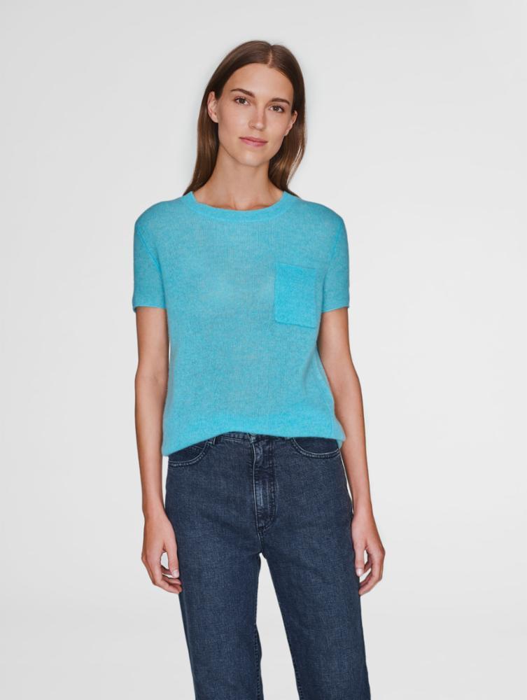 White + Warren - Essential Tee Bright Aqua Heather